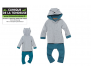 BABY SUIT SZ 62-68 BEAVER GREY/BLUE